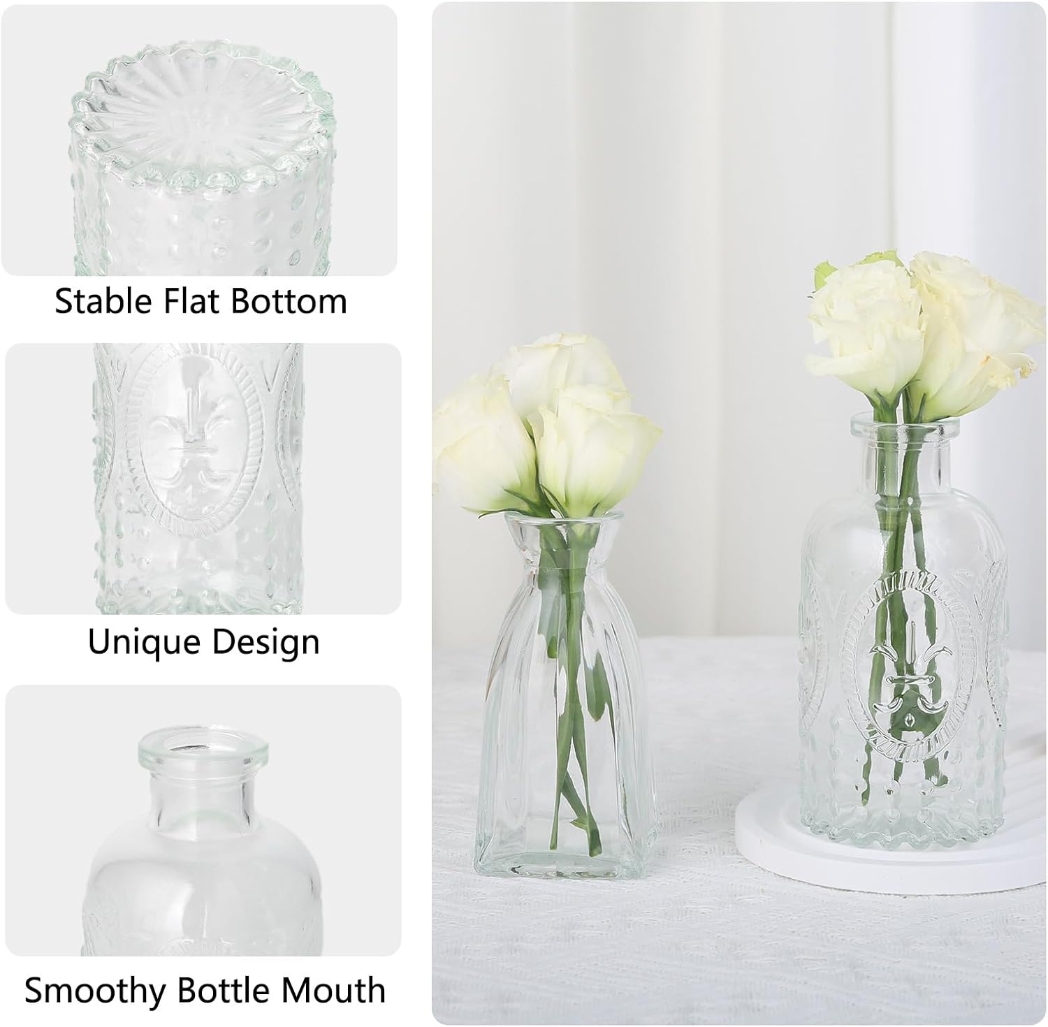 RUCKAE Glass Bud Vases Mini Flower Vase Small Vintage Vases for Centerpiece Table Wedding Decorations Home Decor Party(Transparent 12 Pack)