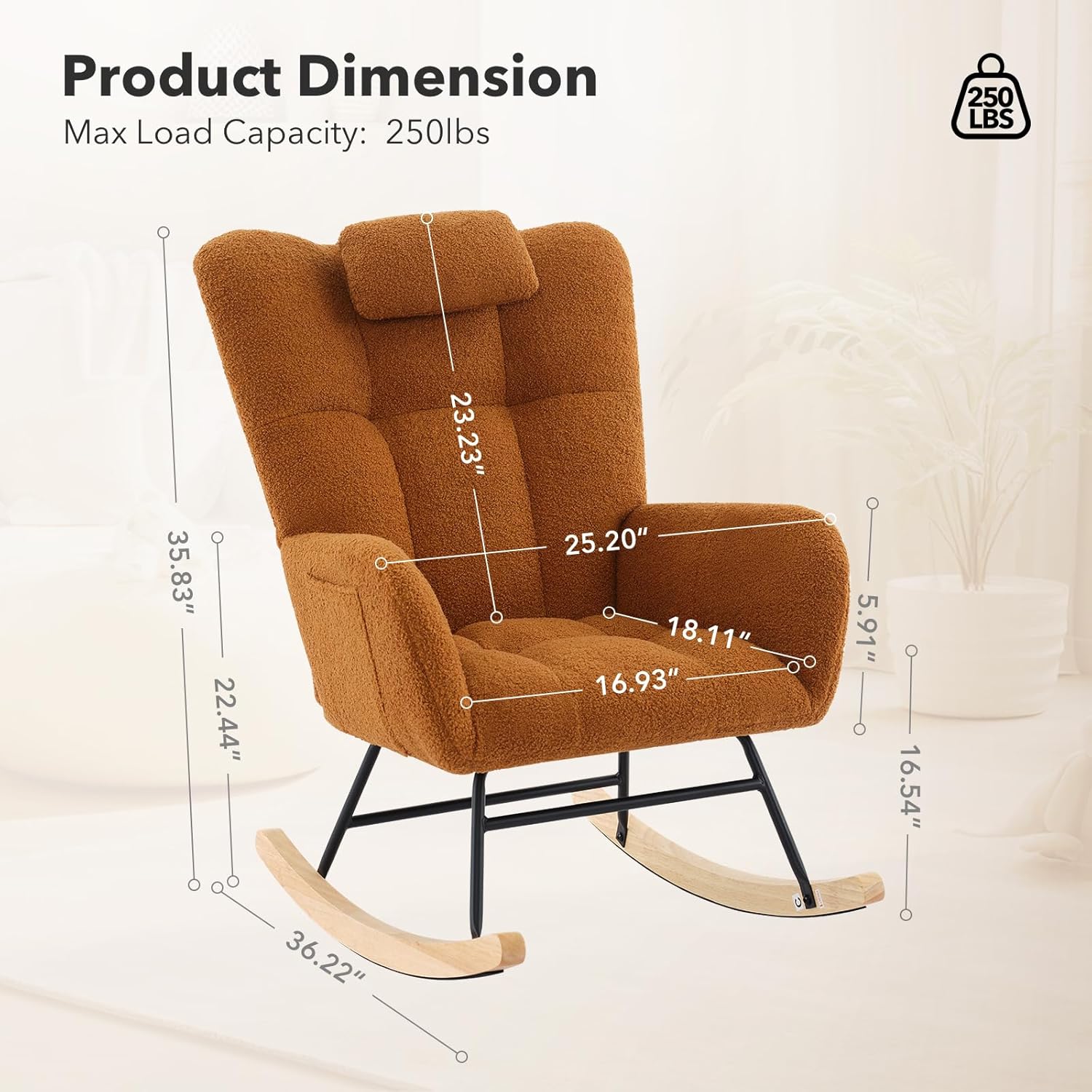 Garvee Teddy Fleece Nursery Rocking Chair