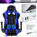 Gaming Chair, Height Adjustable Swivel Rolling Chair with Headrest Footrest and Massage Lumbar Support, PU High Back Ergonomic PC Chair for Office or Gaming, Office Gaming Chair