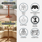 Decor Therapy Crewe Round Contemporary Side Table, Pedestal Base, High Top Cocktail Table for Kitchen or Living Space - Medium Wood