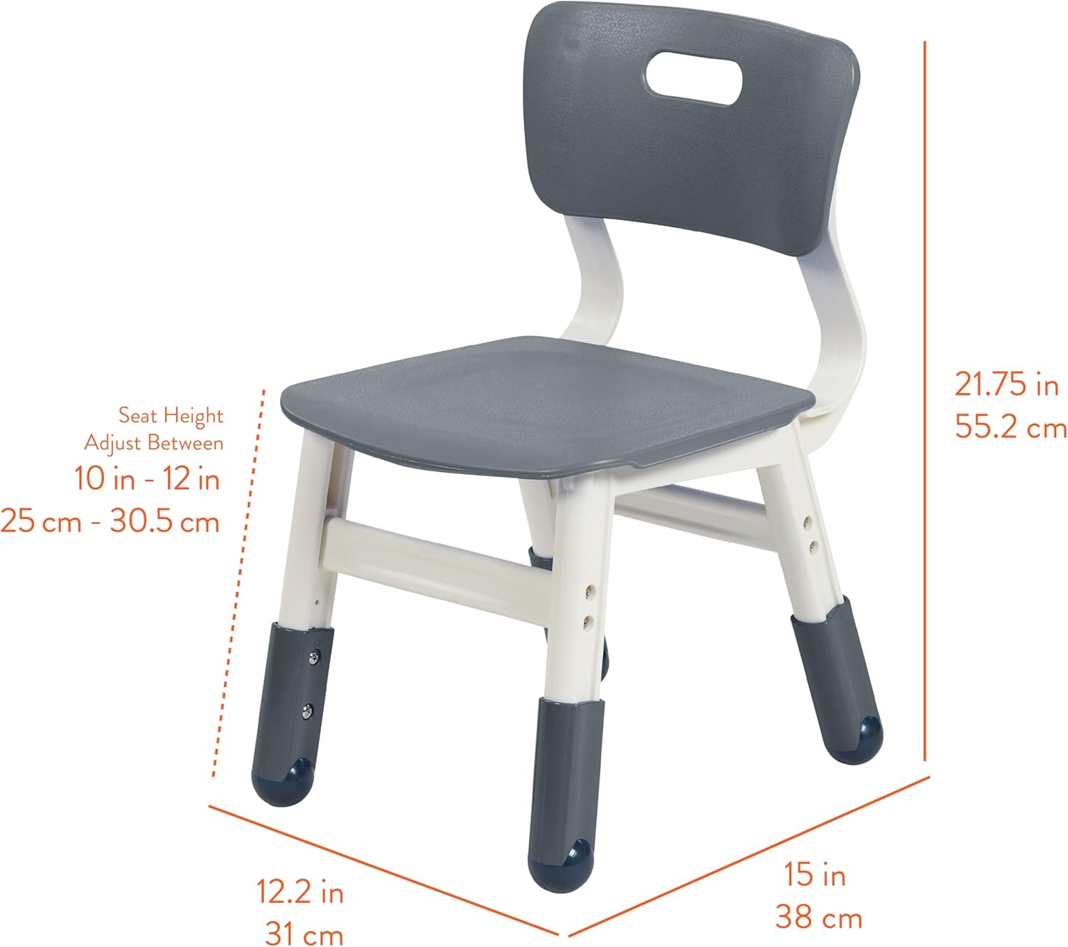 Back2School Express Adjustable Height Toddler Chairs, Kids Furniture, Grey, 2-Pack