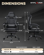 GTPLAYER Gaming Chair, 𝐁𝐢𝐠 𝐚𝐧𝐝 𝐓𝐚𝐥𝐥 Gaming Chair for Adults, 𝐖𝐢𝐝𝐞 𝐒𝐞𝐚𝐭 Computer Game Chairs with 𝐓𝐡𝐢𝐜𝐤 𝐏𝐨𝐜𝐤𝐞𝐭 𝐒𝐩𝐫𝐢𝐧𝐠 𝐂𝐮𝐬𝐡𝐢𝐨𝐧 & Footrest, 𝟑𝟓𝟎 𝐥𝐛𝐬, Black