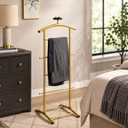 KB Designs - Suit & Tie Freestanding Valet Stand Clothing Organizer Rack, Gold