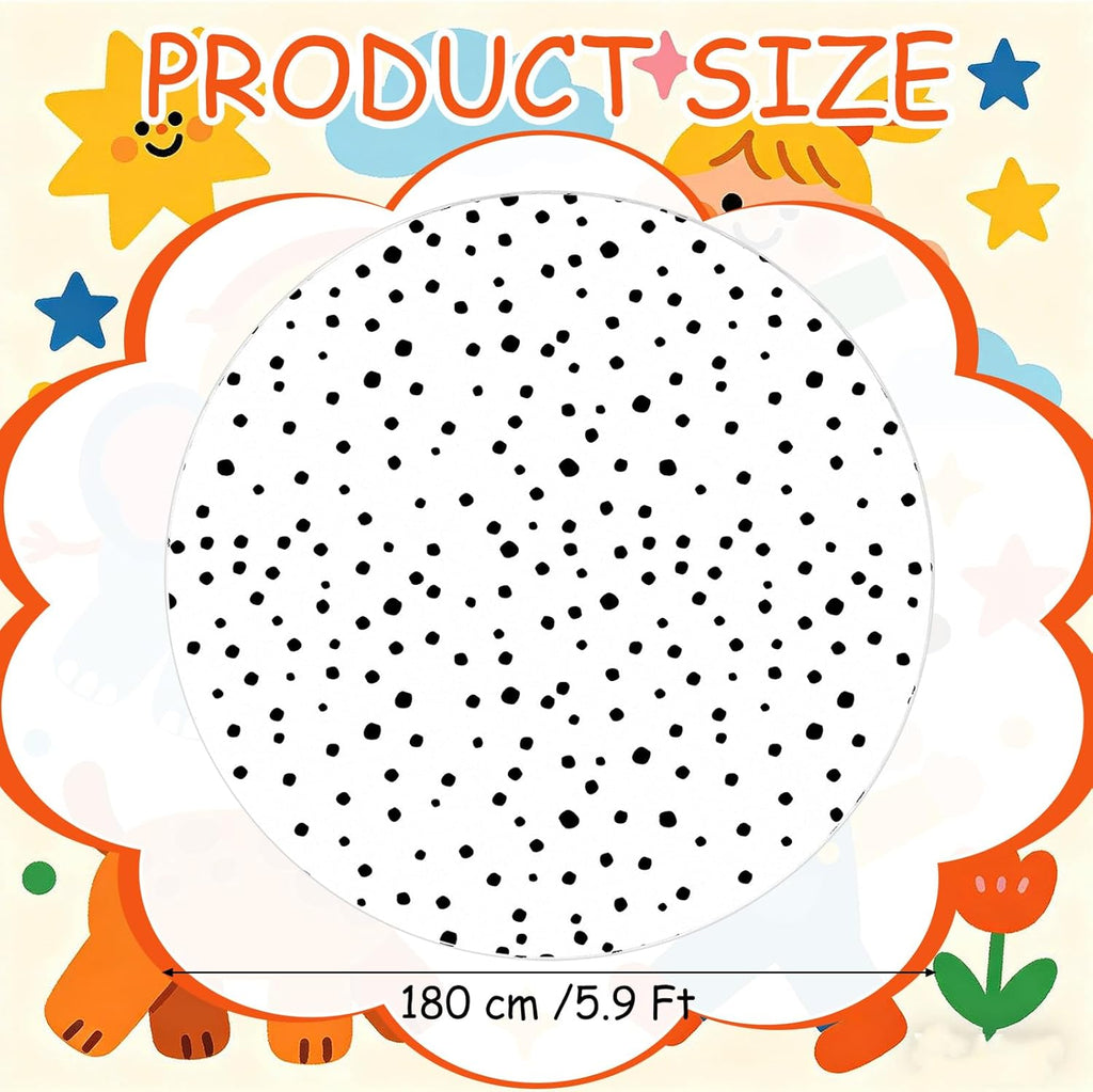 5.9 ft Circular Rug Washable Non-Slip Crawling Play Mat Round Rug Circle Back to School Reading Calming Corner Decor for Teaching and Playroom Bedroom Decorations(Dotty)