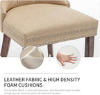 Leather Dining Chairs Set of 6, Upholstered Dining Room Chairs with Nailhead Trim, Sillas de Comedor Modernas 6, Wooden Kitchen Chairs for Dining Room, Living Room, Kitchen, Bedroom, Beige