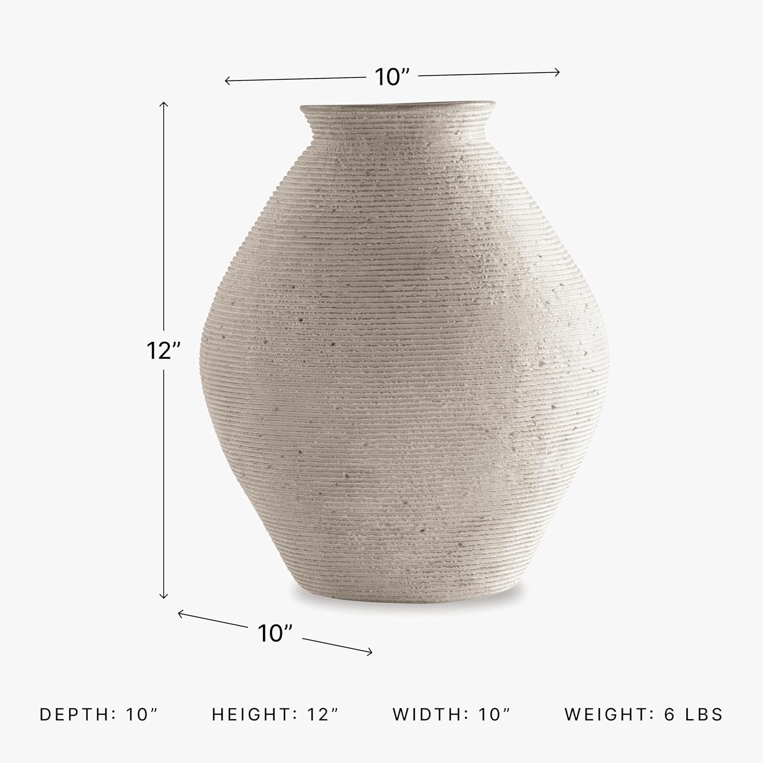 Signature Design by Ashley Hannela 12" Modern Distressed Polyresin Vase, Antique Tan