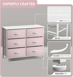 Sorbus Dresser with 6 Drawers - Furniture Storage Tower Unit for Bedroom, Hallway, Closet, Office Organization - Steel Frame, Wood Top, Easy Pull Fabric Bins (6-Drawer, Pastel Pink)