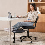 Ergonomic Cross Legged Office Chair with Adjustable Backrest and Seat, 360° Swivel Meditation PU Leather Yoga Stool Desk Chair for ADHD with Footrest, 350lbs Capacity, Black