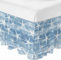 Blue Coastal Starfish Bed Skirt Queen Size 16 Inch Drop, Adjustable Elastic Bedskirt Dust Ruffle for Queen Bed, Nautical Summer Beach Ocean Wrap Around Bed Skirts Luxurious Pleated Bed Frame Cover