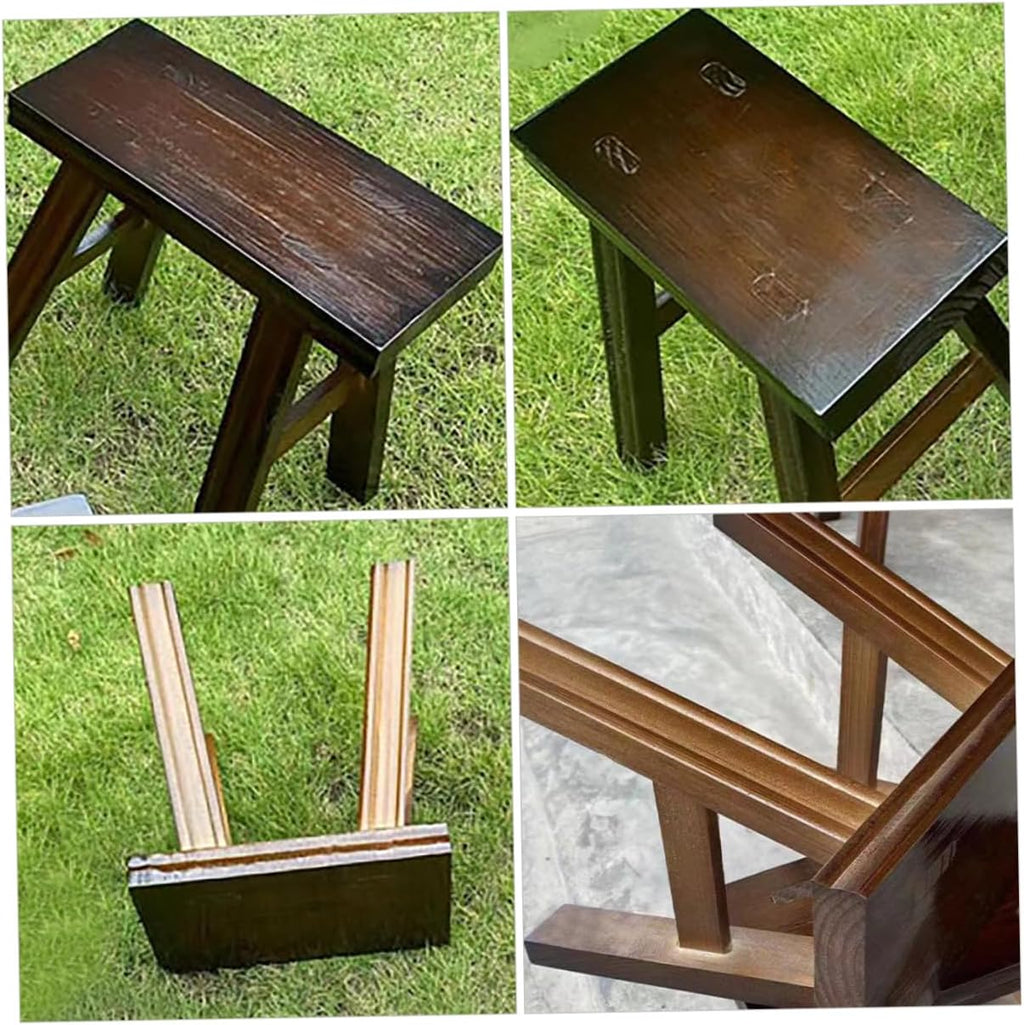 Small Wooden Bench for Boy Girl Versatile Foot Stool for High Beds Bathroom Plant Stand Shoe Changing Rustic Ages Construction