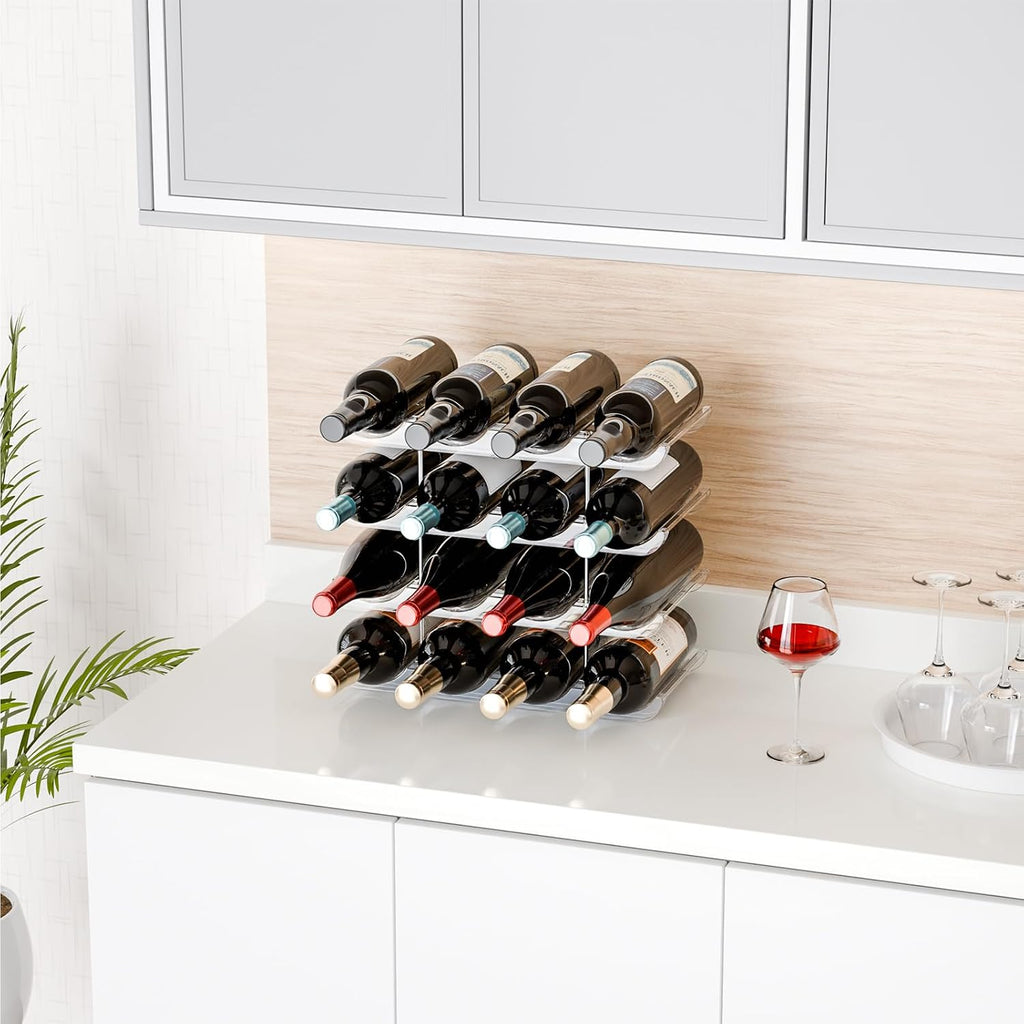 Yieach 2 Tier Stackable Wine Racks Countertop,Sturdy and Durable Wine Rack Free Standing Floor for Inside Cabinet,Clear Water Bottle Organizer and Wine Storage Racks Holder for Pantry,Table,Kitchen