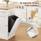 Dripex 53'' Rolling Kitchen Island with Power Outlet, Drop Leaf & Trash Can Storage, Large Island Cart on Wheels with Rubberwood Top, 4 Drawers, Open Shelves, for Kitchen, Dining Room (White)