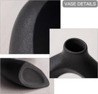 Levvohd Black Hollow Ceramic Vase Set of 2, Snuggle Round Boho Donut Modern Vase Nordic Minimalist Decorative Vase for Modern Trendy Home Table Centerpiece Decor (W 6.3" X H 8")