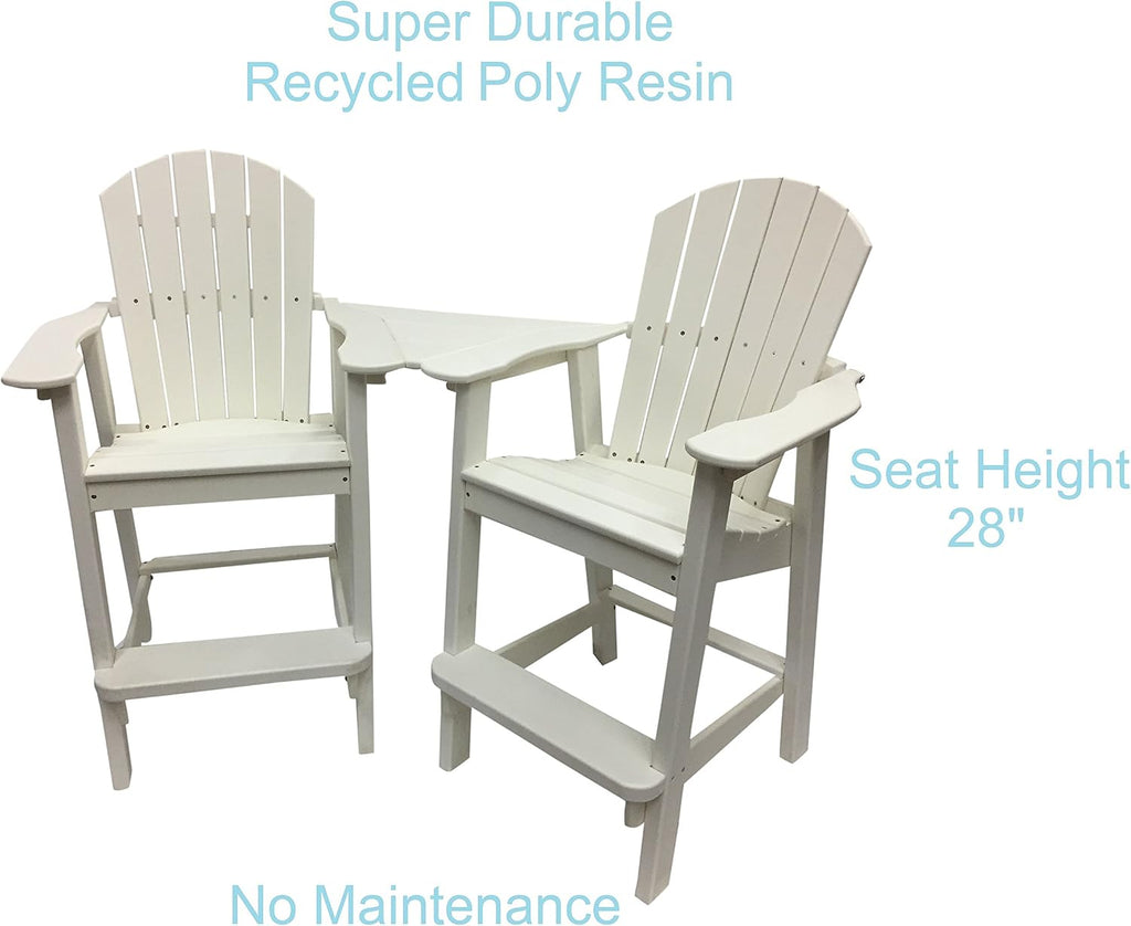 Phat Tommy Recycled Poly Resin Balcony Chair Settee | Durable and Eco-Friendly Adirondack Armchair and Removable Side Table | This Patio Furniture is Great for Your Lawn, Garden, Swimming Pool, Deck.