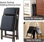 Folding Chairs with Cushion 2 Pack, High-Resilience Foam, Black | 450LBS Capacity, 2-Inch Thick Cushion, 4.7" Folded, Foldable Dining Chairs for Kitchen Dining Room Wedding Office Party