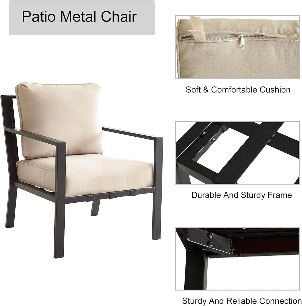 LOKATSE HOME Single Sofa Chair with Ottoman for Living Room Porch Garden Balcony, Beige