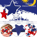 Bucherry 120 Pcs 4th of July Patriotic Wood Stars Red White Blue Crafts 250th Anniversary Independence Memorial Veterans Day DIY Craft Vase Bowl Filler Table Tiered Tray Decoration (0.4,0.8,1.2 Inch)