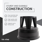 Cramer Kik Step Steel Step Stool - Two Step, Holds 350 lbs, Rolling Stool with Wheels, Non-Slip Surface, Black