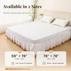 Wrap Around Ruffle Bed Skirt, Queen Size Beds Skirts, Bedskirt Elastic Dust Ruffled with Adjustable Belts, Tassel and Embroidered Bed Frame Cover (Tassel, 59"×79")