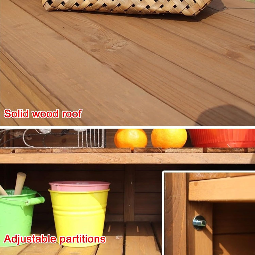 Wooden Potting Bench with Storage Cabinet and Waterproof Box Outdoor Garden Table with 2 Shelves and Tool Organizer for Backyard Or Patio,One Color-Blue