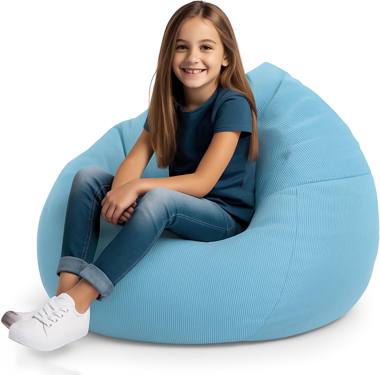 Stuffed Storage Bean Bag (No Filler) Keep Your Plush Toys More Organized Teens Children Lazy Playroom Perfect Ultra Soft Beanbag Washable Space Save Organizer Blue