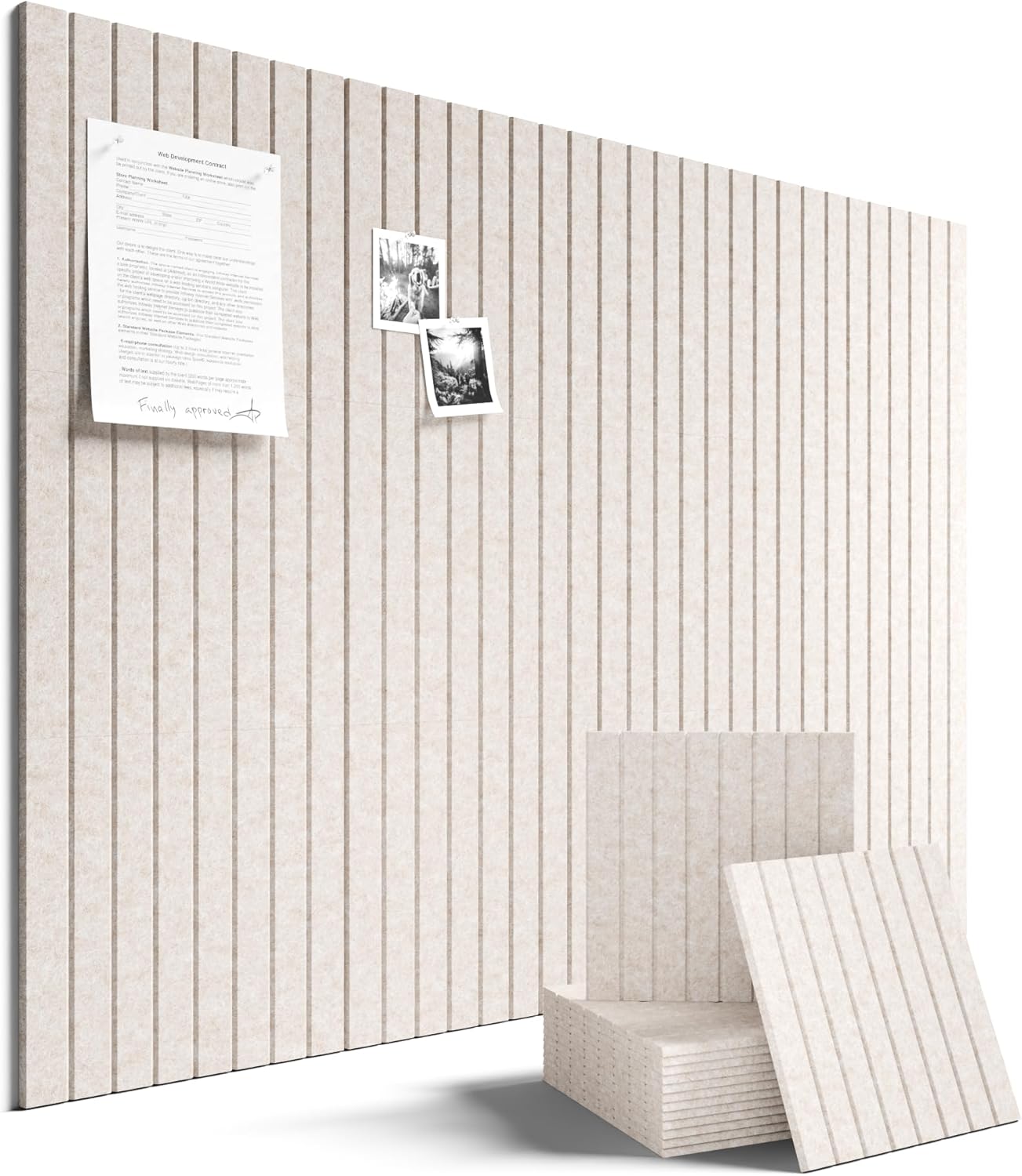 Fluxynara Large Felt Bulletin Board 48" x 36" Cork Board Alternative-12 Pack with 70 Safe Removable Adhesive Tabs, Cork Boards for Walls Cork Board for Home Office Classroom Pin Board (Oatmeal)