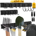 CBWLWJ 64 Inch Garage Tool Organizer Wall Mount, Heavy Duty Steel Storage Rack with 10 Adjustable Hooks, 680 lbs Capacity for Garage, Shed, Basement, Workshop,（Black）