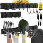 CBWLWJ 64 Inch Garage Tool Organizer Wall Mount, Heavy Duty Steel Storage Rack with 10 Adjustable Hooks, 680 lbs Capacity for Garage, Shed, Basement, Workshop,（Black）