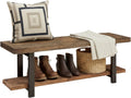 Alaterre Furniture Pomona Entryway Bench – Modern Rustic 48-Inch Solid Wood Bench with Open Bottom Storage Shelf – Farmhouse Hallway Seating for Mudroom or Foyer (Rustic Brown)