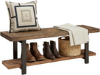 Alaterre Furniture Pomona Entryway Bench – Modern Rustic 48-Inch Solid Wood Bench with Open Bottom Storage Shelf – Farmhouse Hallway Seating for Mudroom or Foyer (Rustic Brown)