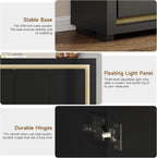 63"Sideboard Buffet Cabinet,Kitchen Buffet Storage Cabinet with Power Outlets & LED Light, Modern Storage Cabinet with 4 Doors,Coffee Bar Console Wine Bar for Living Room,Kitchen,Hallway (Black)