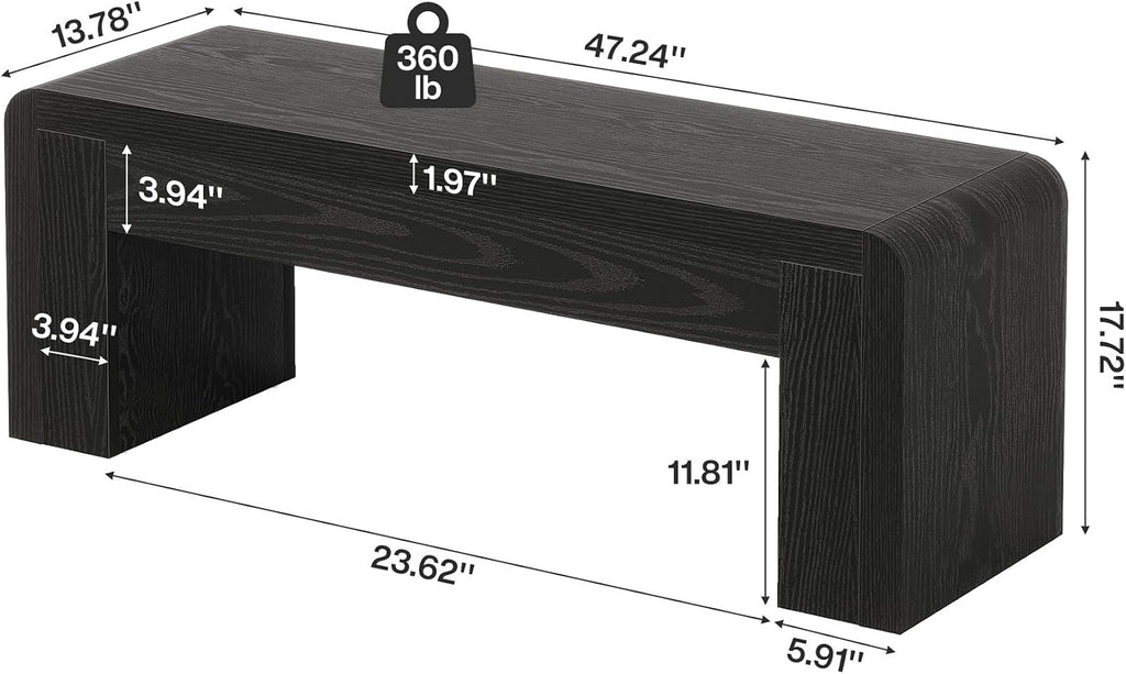 Tribesigns Entry Bench, 48" Thickened Rustic Farmhouse Bench for Bedroom End of Bed with 5.9" Solid Legs, Small Indoor Wooden Bench for Entryway, Dining Table, End of Bed, Black