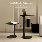 FLEXISPOT Adjustable Side Table, Round End Table for Couch & Bed, Stable & Space-Saving Bed Side Table with Effortless One-Hand Height Adjustment, Low-Profile Steel Base, Perfect for Small Spaces