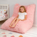 3 in 1 Kids Bean Bag Chair Bed, Kids Fluffy Stuffed Floor Pillow for Gaming and Reading, Ultra Soft Faux Fur Fabric Bean Bag Chairs to Lounger for Playroom, Living Room, Bedroom, Pink