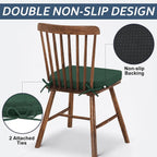 Basic Beyond Chair Cushions for Dining Chairs with Ties and Removable Cover, 2" Thick Seat Cushions for Kitchen Chairs, Set of 4, 17" x 16", Forest Green