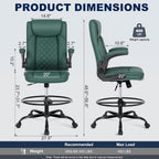 Misolant Drafting Chair, Tall Office Chair for Standing Desk, PU Leather Counter Computer Chairs with Adjustable Height, Rocking Function, 360° Swivel Wheels for Bar Office