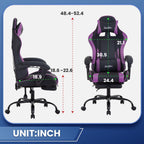 Gaming Office Chair w/Footrest Lumbar Support Headrest Armrest (Purple)