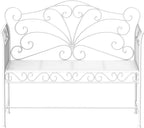 Garden Bench, 43" Cream White Metal Outdoor Patio Bench Park Bench with Armrests, Porch Bench Seat for Backyard Poolside Lawn Garden Deck Seating