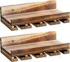 Homde Wall Mounted Wine Rack Set, 2 Pack Pine Wood Wine Racks with Glass Holder, Rustic Farmhouse Floating Bar Shelves for Liquor Bottles & Stemware for Home Bar/Kitchen/Living Room Decor