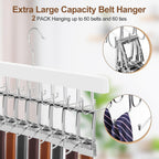 TOPIA HANGER 20 Hooks 2 in 1 Belt Tie Hanger for Closet Max 30 Belts with 30 Ties Capacity, Belt Tie Racks Wooden Hanger for Closet Organizer Storage “U” Fit for Belt and “一” Fit for Tie - CT47W
