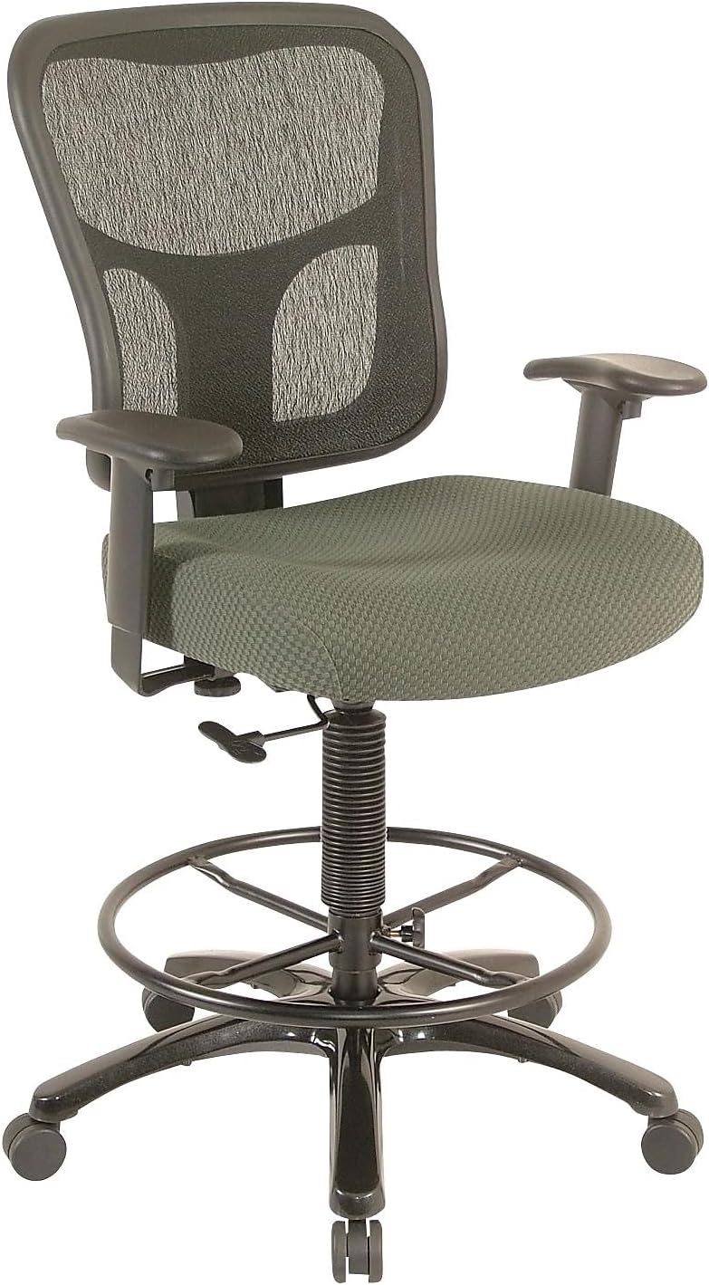 Tempur-Pedic TP8200 Ergonomic Fabric Mid-Back Drafting Stool, Olive (TP8200-OLIVE)