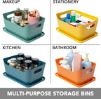 Tiawudi 12 Pack 4.5L Storage Bins with Lids, Plastic Storage Baskets for Home Classroom Organization, Multi-Use Organizer Bins for Cabinet, Pantry, Drawer, Countertop or Shelves, Colorful Containers