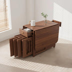 Extendable Drop Leaf Folding Dining Table with 2 Hidden Storage Drawers and 4 Wheels, No Assembly Required Space Saving Table for Small Spaces, Living Room & Kitchen (51.18 inch Table & 4 Chairs)