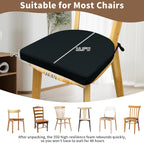 Chair Cushions for Dining Chairs 2 Pack 35D High-Density Foam Seat Cushions for Kitchen Chairs with Ties Non Slip and Removable Cover Chair Pads 16.5" x 16.5" x 2" (Black)