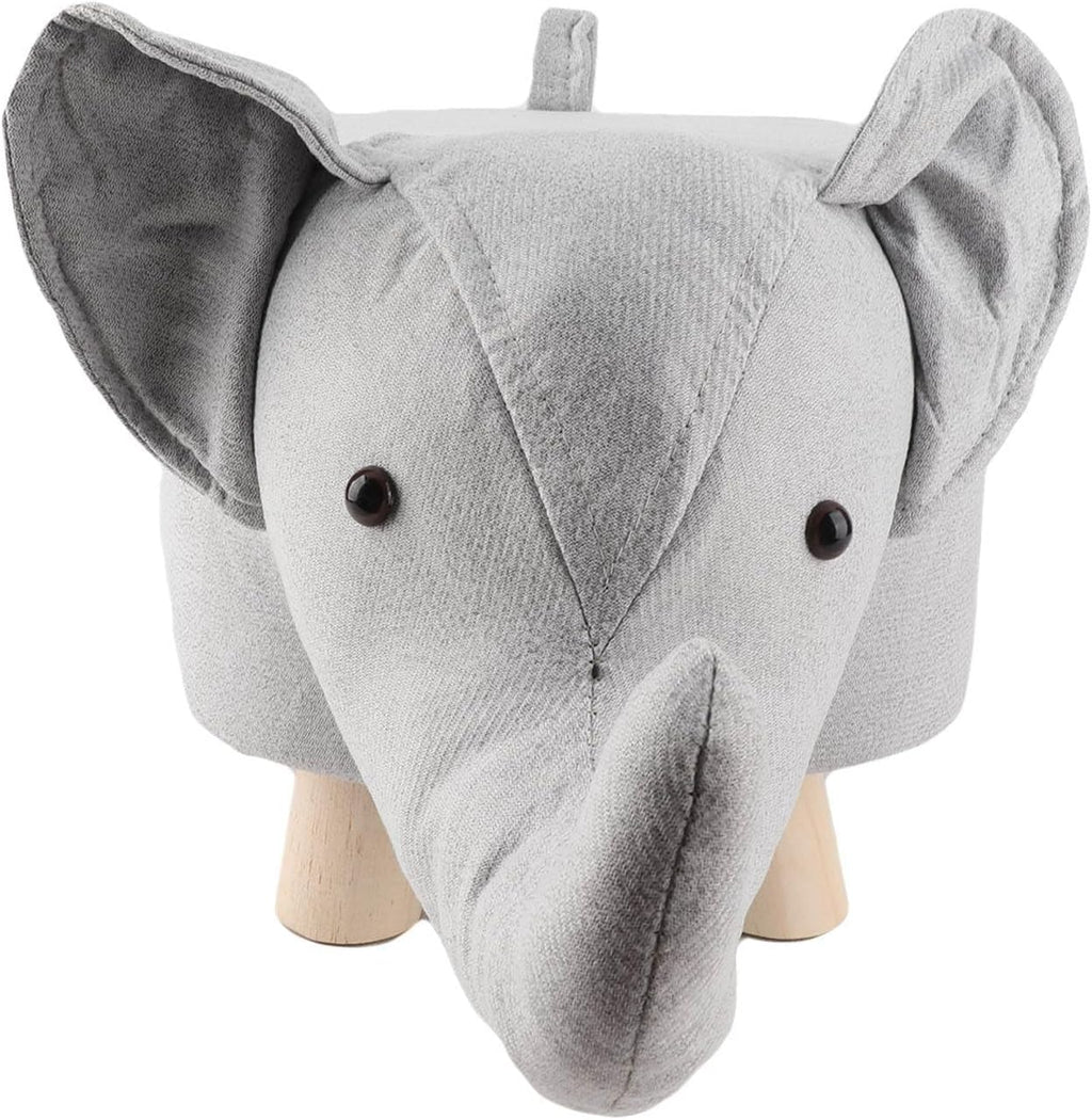 Animal Footstools, Cartoon Animal Shape Footstools, Cute Elephant Shaped Stool Ottomans, Mini Ottoman Furniture for Nursery, Bedroom, Playroom, and Living Room Decor, Multipurpose Small(Grey White)