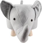 Animal Footstools, Cartoon Animal Shape Footstools, Cute Elephant Shaped Stool Ottomans, Mini Ottoman Furniture for Nursery, Bedroom, Playroom, and Living Room Decor, Multipurpose Small(Grey White)