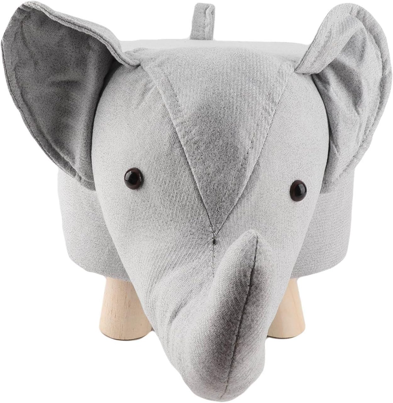 Animal Footstools, Cartoon Animal Shape Footstools, Cute Elephant Shaped Stool Ottomans, Mini Ottoman Furniture for Nursery, Bedroom, Playroom, and Living Room Decor, Multipurpose Small(Grey White)