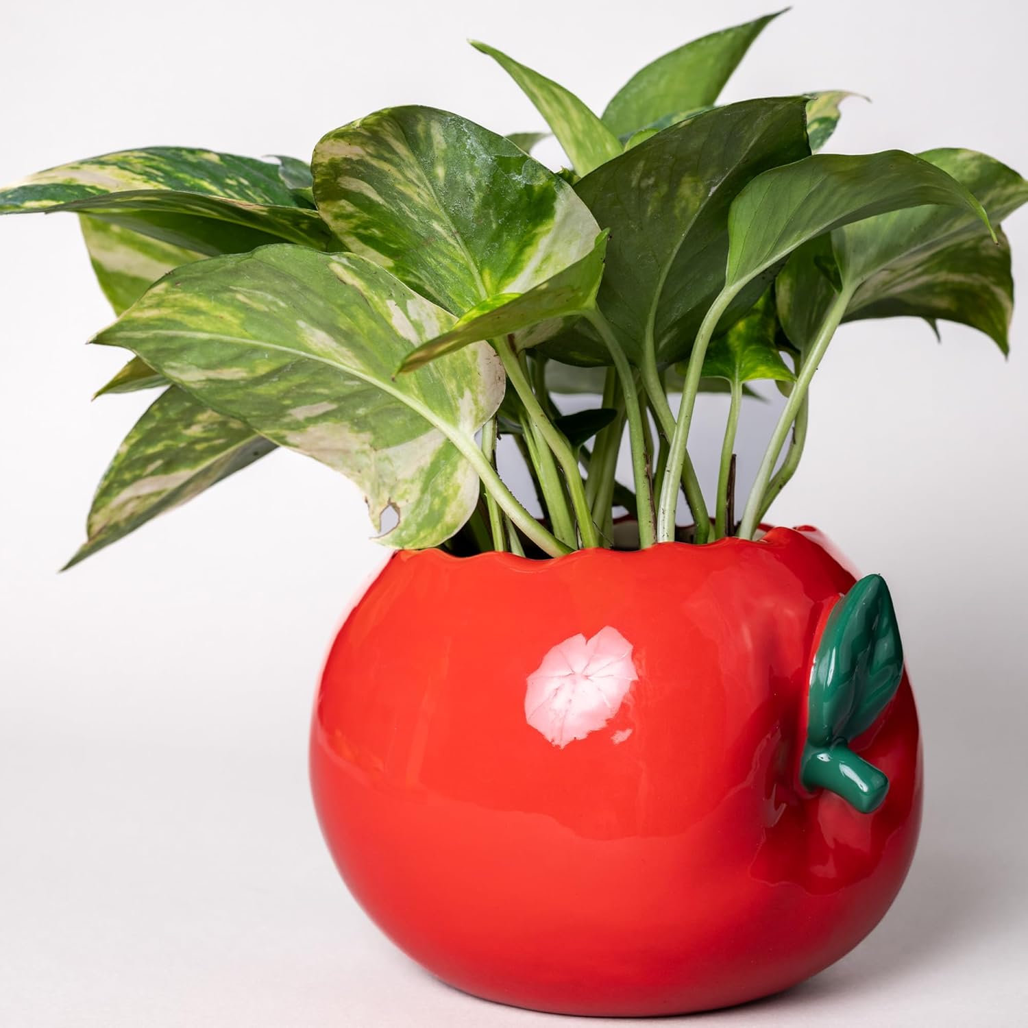 ban.do Small Cermaic Apple Vase, Red Apple | Cute Colorful Teacher Shelf Decor for Home or Office, Unique/Quirky/Funky/Fun Flower Vase Doubles as Pencil Cup