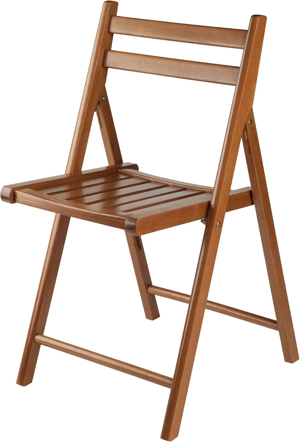 Winsome Robin Folding Chair Set of 4 in Teak, Convenient & Lightweight Portable Kitchen & Dining Chairs for Small Homes & Apartments, Indoor & Outdoor Foldable Seating