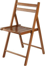 Winsome Robin Folding Chair Set of 4 in Teak, Convenient & Lightweight Portable Kitchen & Dining Chairs for Small Homes & Apartments, Indoor & Outdoor Foldable Seating